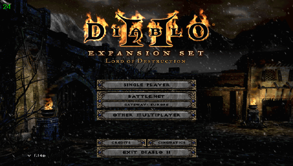 Diablo II: Lord of Destruction title screen from the D2Vita Vita port